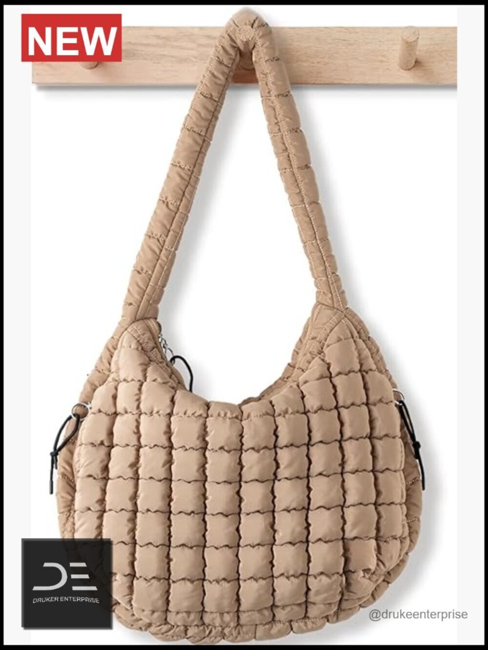 Large Quilted Puffer Tote Bag Crossbody Hobo with Pockets
